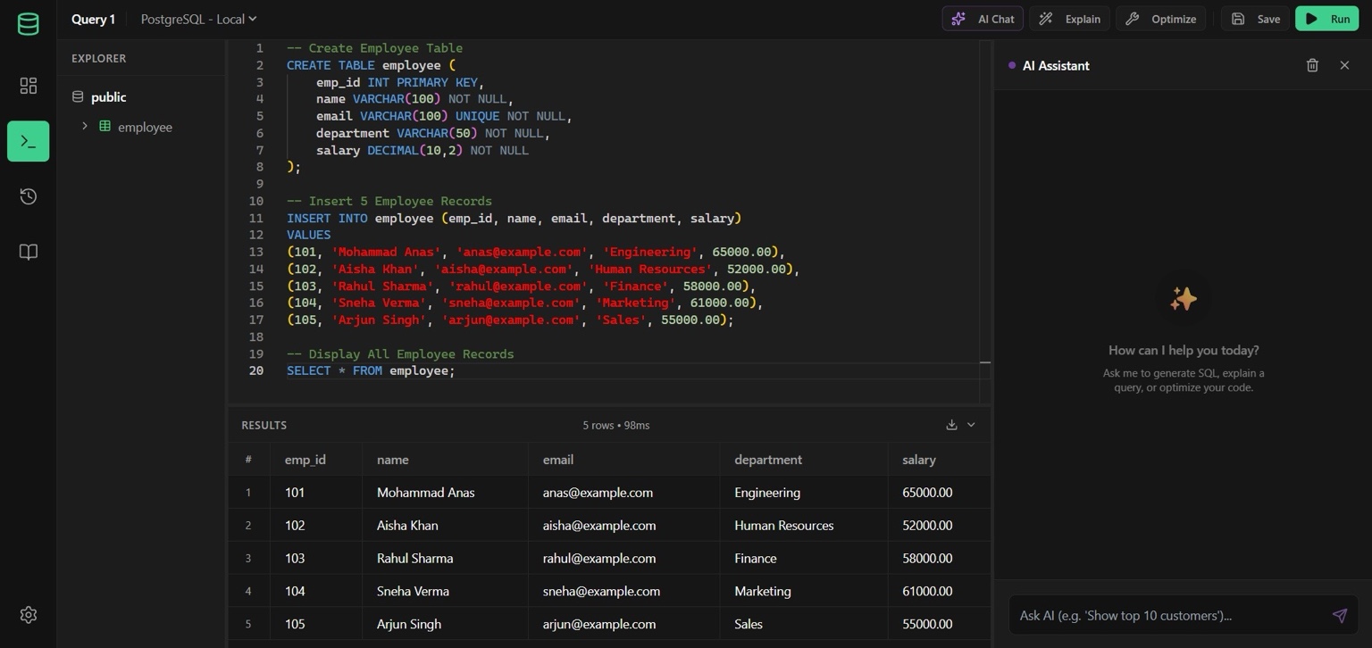 SQL Editor Preview